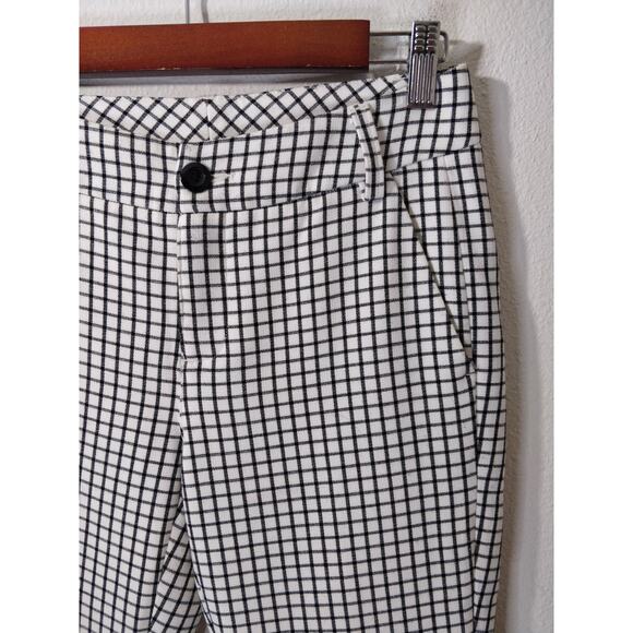 Cabi White Windowpane Gingham Print Skinny Trouser Pants Women's Size 0 - Picture 4 of 9